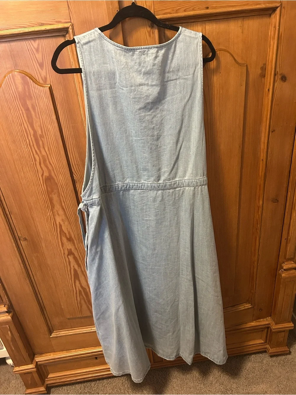 Neuflora Light Blue Denim Button-Front Women's Pinafore Dress - Picture 4 of 4
